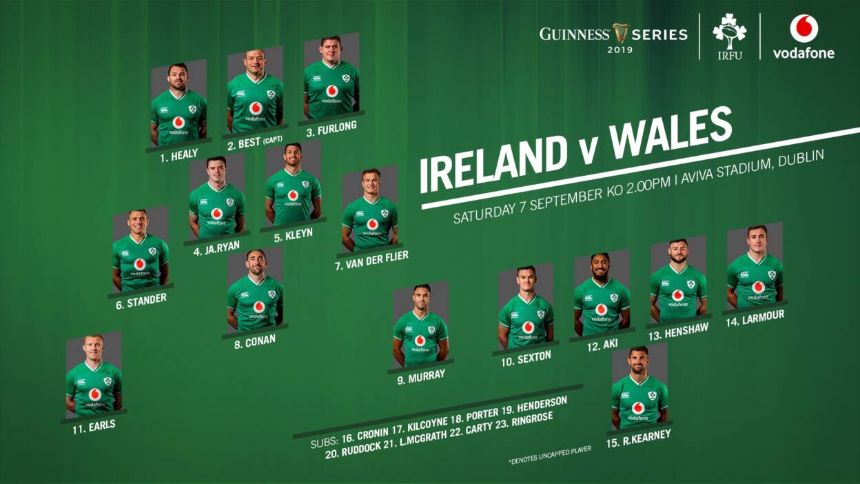 Irish Rugby Ireland Team Named For GUINNESS Summer Series Finale